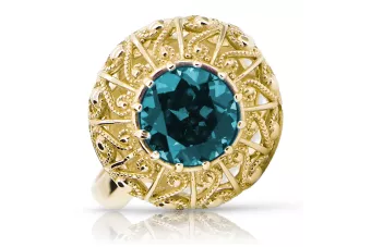 14K Yellow gold Aquamarine Ring Vintage craft vrc059y